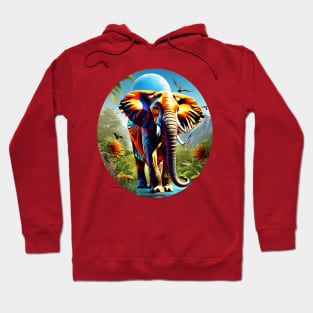 Vibrant Pachyderm: A Symphony of Colors Hoodie